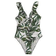 Striped Ruffled One-Piece Swimwear - Spandex Polyester Unique Feminine